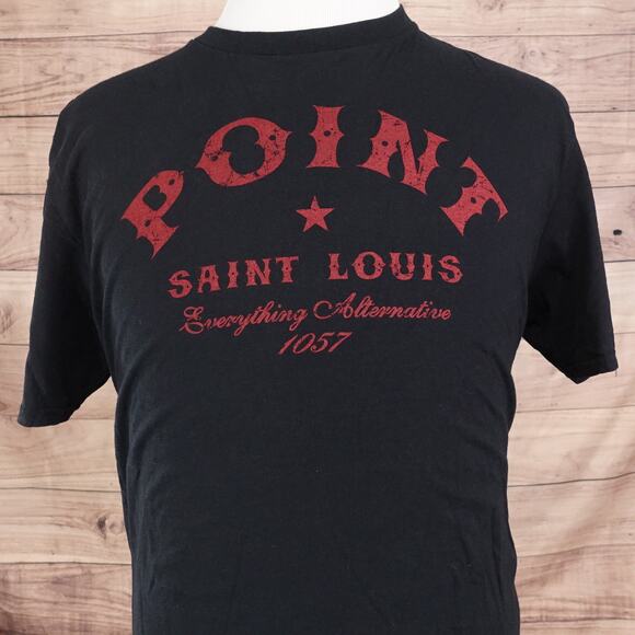 105.7 THE POINT ST LOUIS MO RADIO STATION BLACK TSHIRT SIZE XL - Picture 1 of 5